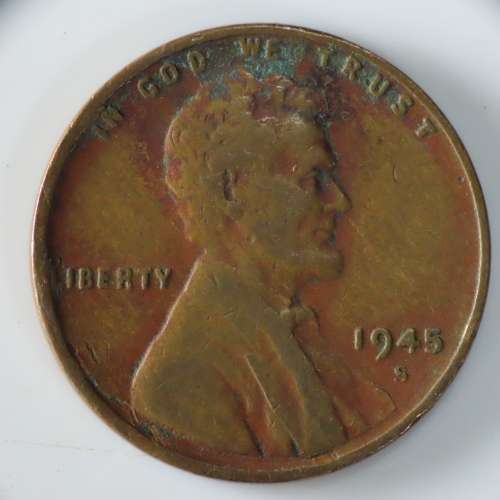 USA , 1945 S Lincoln Cent, Wheat Penny , San Francisco Mint