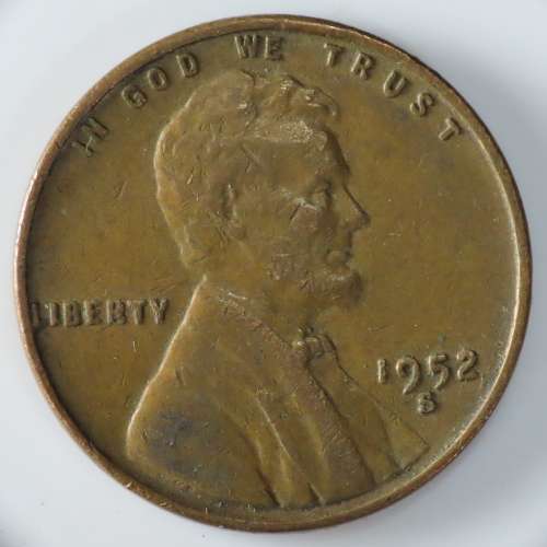 USA , 1952 S Lincoln Cent, Wheat Penny , San Francisco Mint