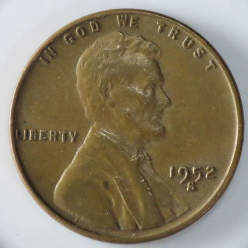 USA , 1952 S Lincoln Cent, Wheat Penny , San Francisco Mint