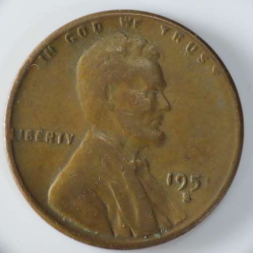USA , 1951 S Lincoln Cent, Wheat Penny , San Francisco Mint