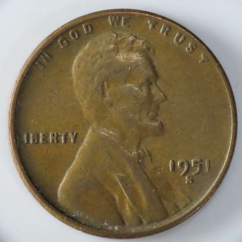 USA , 1951 S Lincoln Cent, Wheat Penny , San Francisco Mint