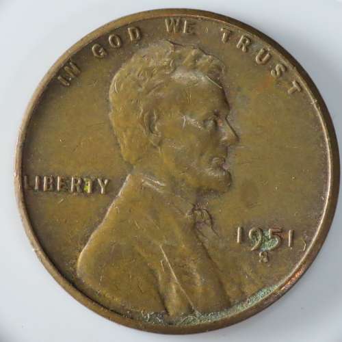 USA , 1951 S Lincoln Cent, Wheat Penny , San Francisco Mint
