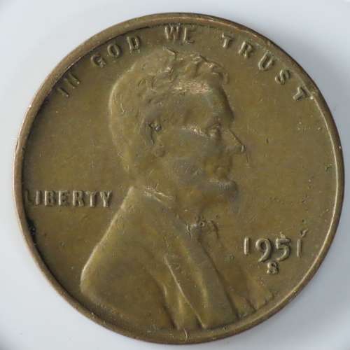 USA , 1951 S Lincoln Cent, Wheat Penny , San Francisco Mint