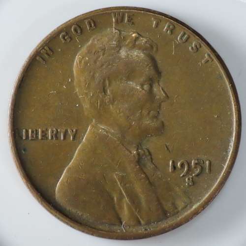 USA , 1951 S Lincoln Cent, Wheat Penny , San Francisco Mint