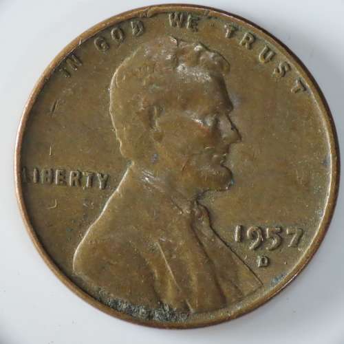 USA , 1957 D Lincoln Cent, Wheat Penny , Denver Mint