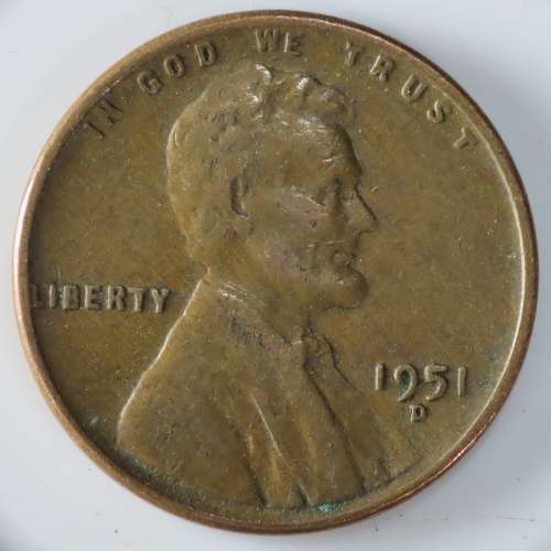 USA , 1951 D Lincoln Cent, Wheat Penny , Denver Mint