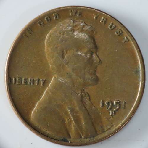 USA , 1951 D Lincoln Cent, Wheat Penny , Denver Mint