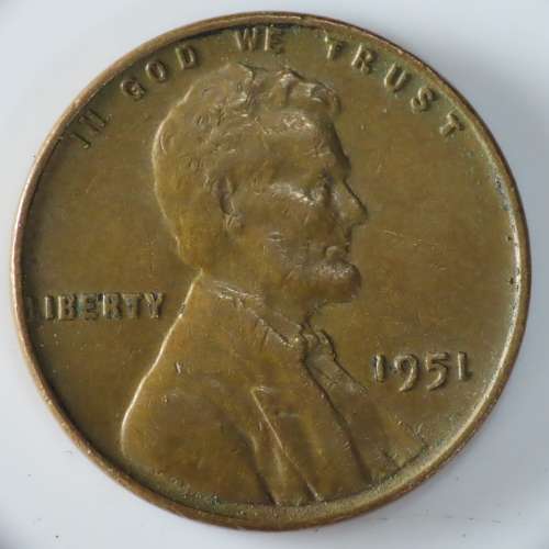 USA , 1951 Lincoln Cent, Wheat Penny , Philadelphia Mint