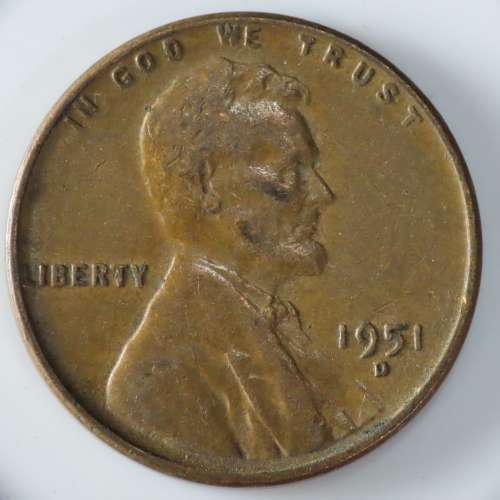USA , 1951 D Lincoln Cent, Wheat Penny , Denver Mint