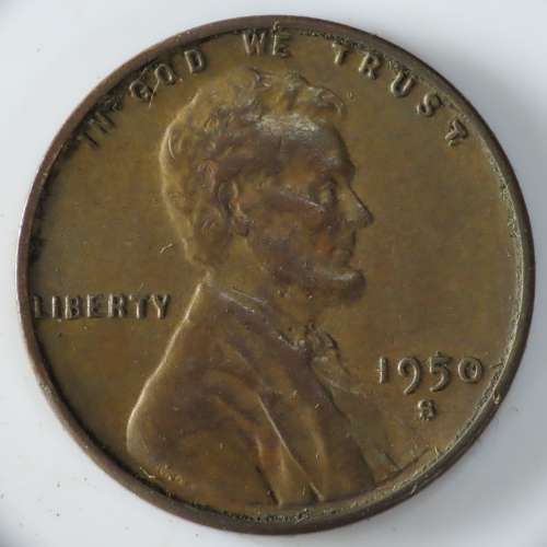 USA , 1950 S Lincoln Cent, Wheat Penny , San Francisco Mint