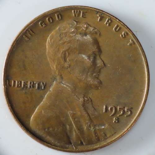 USA , 1955 S Lincoln Cent, Wheat Penny , San Francisco Mint