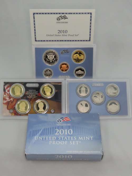USA , 2010 Complete Proof set, Including National Parks Quarters + Presidential Dollars, 14 coin Set