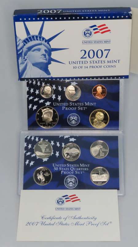 USA , 2007 Proof set, Including Statehood Quarters, 10 coin Set
