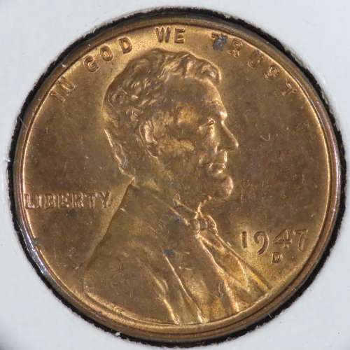 USA , 1947 D Lincoln Cent, BU Wheat Penny , Denver Mint, Uncirculated Gem Red