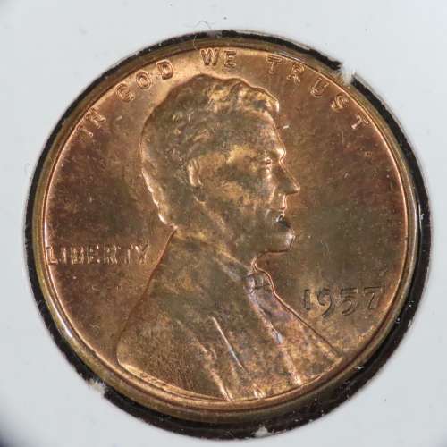 USA , 1957 Lincoln Cent, BU Wheat Penny , Philadelphia Mint, Uncirculated Gem Red