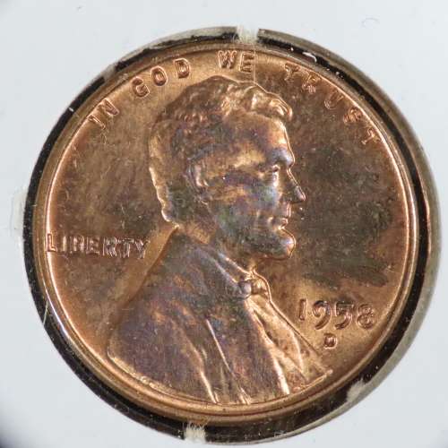 USA , 1958 D Lincoln Cent, BU Wheat Penny , Denver Mint, Uncirculated Gem Red