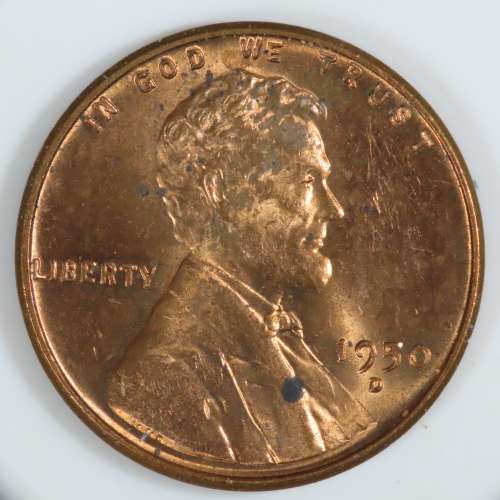 USA , 1950 D Lincoln Cent, BU Wheat Penny , Denver Mint, Uncirculated Gem Red