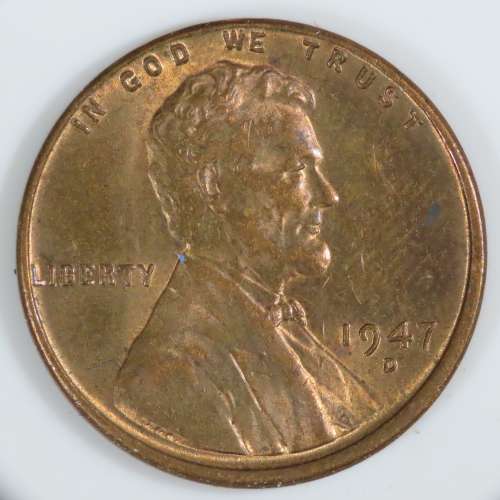 USA , 1947 D Lincoln Cent, BU Wheat Penny , Denver Mint, Uncirculated Gem Red