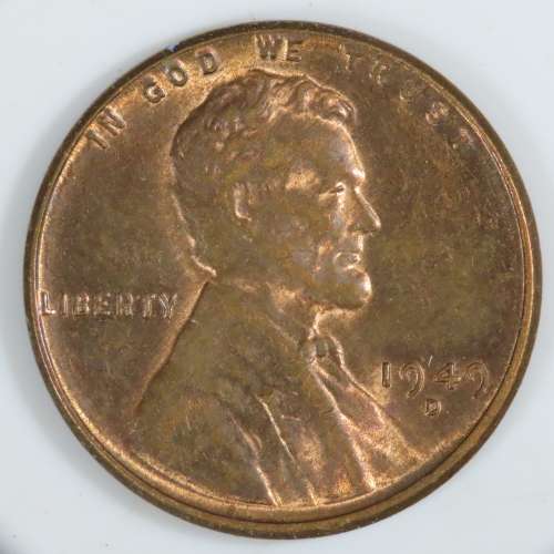 USA , 1949 D Lincoln Cent, BU Wheat Penny , Denver Mint, Uncirculated Gem Red