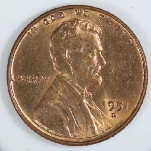 USA , 1951 D Lincoln Cent, BU Wheat Penny , Danver Mint, Uncirculated Gem Red