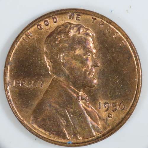 USA , 1956 D Lincoln Cent, BU Wheat Penny , Denver Mint, Uncirculated Gem Red