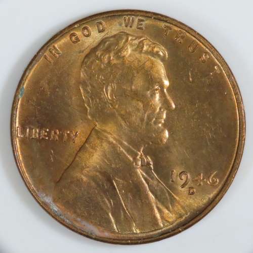 USA , 1946 D Lincoln Cent, BU Wheat Penny , Denver Mint, Uncirculated Gem Red