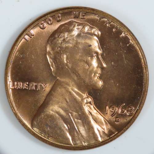 USA , 1968 D Lincoln Cent, BU Memorial Penny , Denver Mint, Uncirculated Gem Red