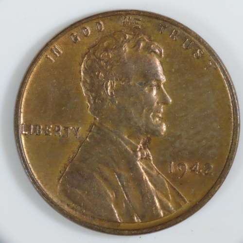 USA , 1942 Lincoln Cent, BU Wheat Penny , Philadelphia Mint, Uncirculated Gem Red