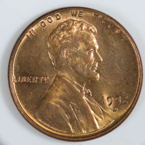 USA , 1952 D Lincoln Cent, BU Wheat Penny , Denver Mint, Uncirculated Gem Red