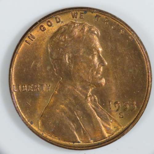 USA , 1953 S Lincoln Cent, BU Wheat Penny , San Francisco Mint, Uncirculated Gem Red