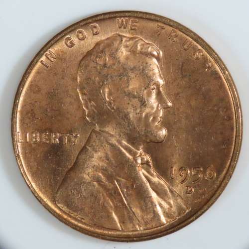 USA , 1956 D Lincoln Cent, BU Wheat Penny , Denver Mint, Uncirculated Gem Red