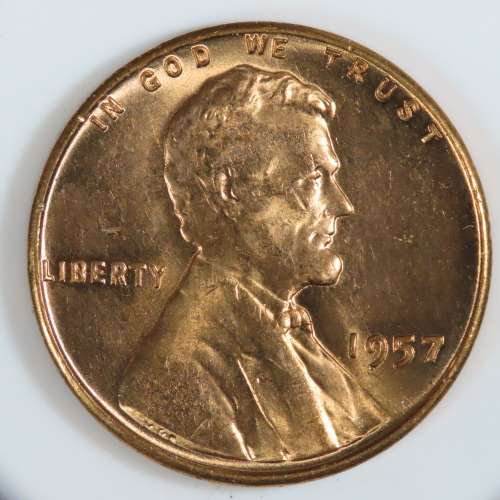 USA , 1957 Lincoln Cent, BU Wheat Penny , Philadelphia Mint, Uncirculated Gem Red