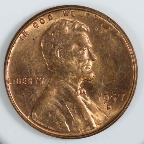 USA , 1957 D Lincoln Cent, BU Wheat Penny , Denver Mint, Uncirculated Gem Red