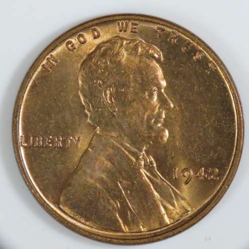 USA , 1942 Lincoln Cent, BU Wheat Penny , Philadelphia Mint, Uncirculated Gem Red