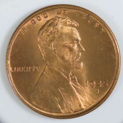 USA , 1945 S Lincoln Cent, BU Wheat Penny , San Francisco Mint, Uncirculated Gem Red