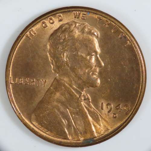 USA , 1949 D Lincoln Cent, BU Wheat Penny , Denver Mint, Uncirculated Gem Red