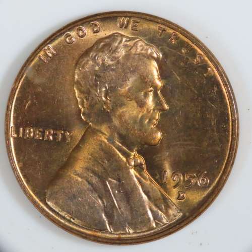 USA , 1956 D Lincoln Cent, BU Wheat Penny , Denver Mint, Uncirculated Gem Red