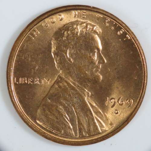 USA , 1969 D Lincoln Cent, BU Memorial Penny , Denver Mint, Uncirculated Gem Red