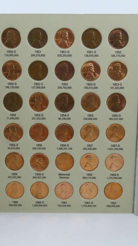 High Grade Complete Lincoln Cent PDS Set 1941 to 1974, 90 Coins Uncirculated Gem Red in Folder