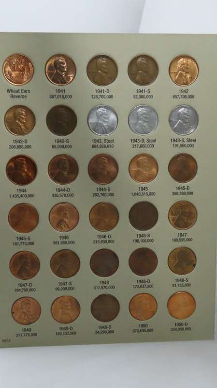 High Grade Complete Lincoln Cent PDS Set 1941 to 1974, 90 Coins Uncirculated Gem Red in Folder