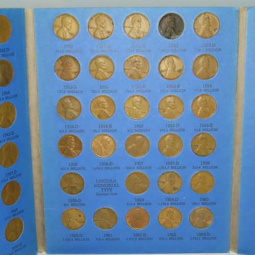 Complete Lincoln Cent PDS Set 1941 to 1973, 84 Coins in Folder