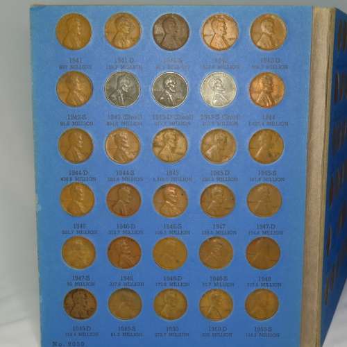 Complete Lincoln Cent PDS Set 1941 to 1973, 84 Coins in Folder