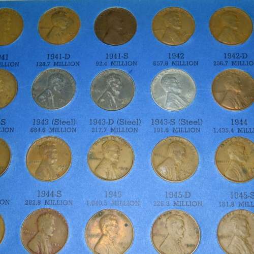 Complete Lincoln Cent PDS Set 1941 to 1973, 84 Coins in Folder