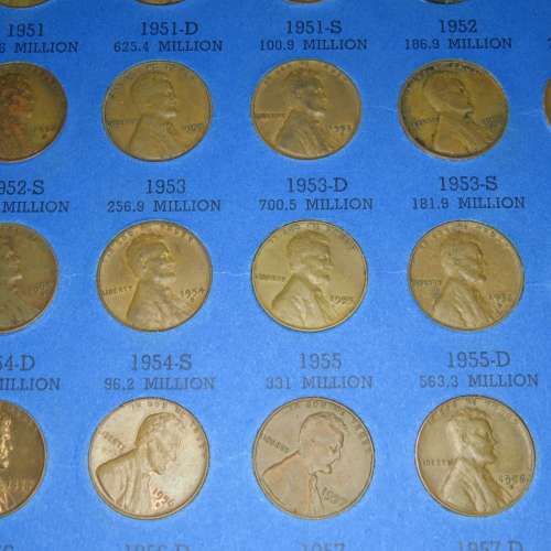 Complete Lincoln Cent PDS Set 1941 to 1973, 84 Coins in Folder