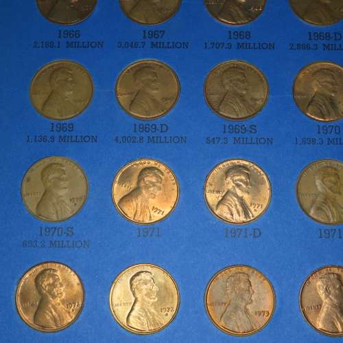 Complete Lincoln Cent PDS Set 1941 to 1973, 84 Coins in Folder