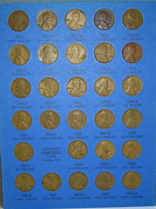 Complete Lincoln Cent PDS Set 1941 to 1974, 86 Coins in Folder