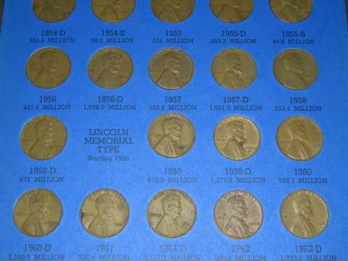Complete Lincoln Cent PDS Set 1941 to 1974, 86 Coins in Folder