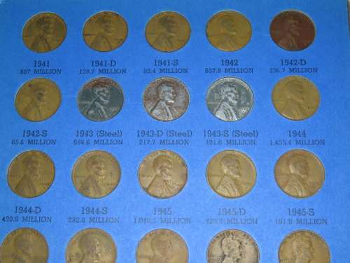 Complete Lincoln Cent PDS Set 1941 to 1974, 86 Coins in Folder