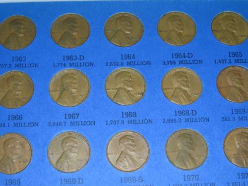 Complete Lincoln Cent PDS Set 1941 to 1974, 86 Coins in Folder