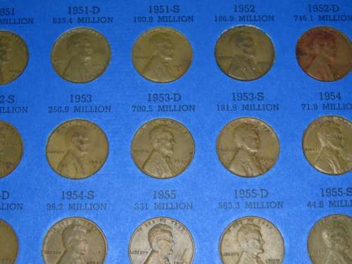 Complete Lincoln Cent PDS Set 1941 to 1974, 86 Coins in Folder